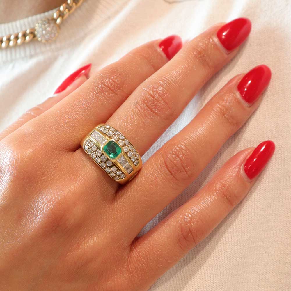 Recarlo Anelli Con Lo Smeraldo Anello Fantasia Con Smeraldo Verde