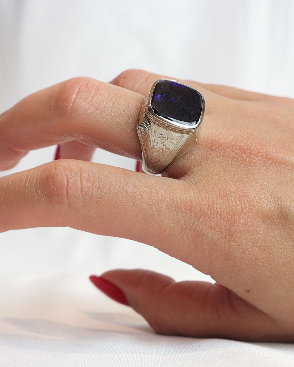 Anello antico zaffiro idrometrale cod. 7841