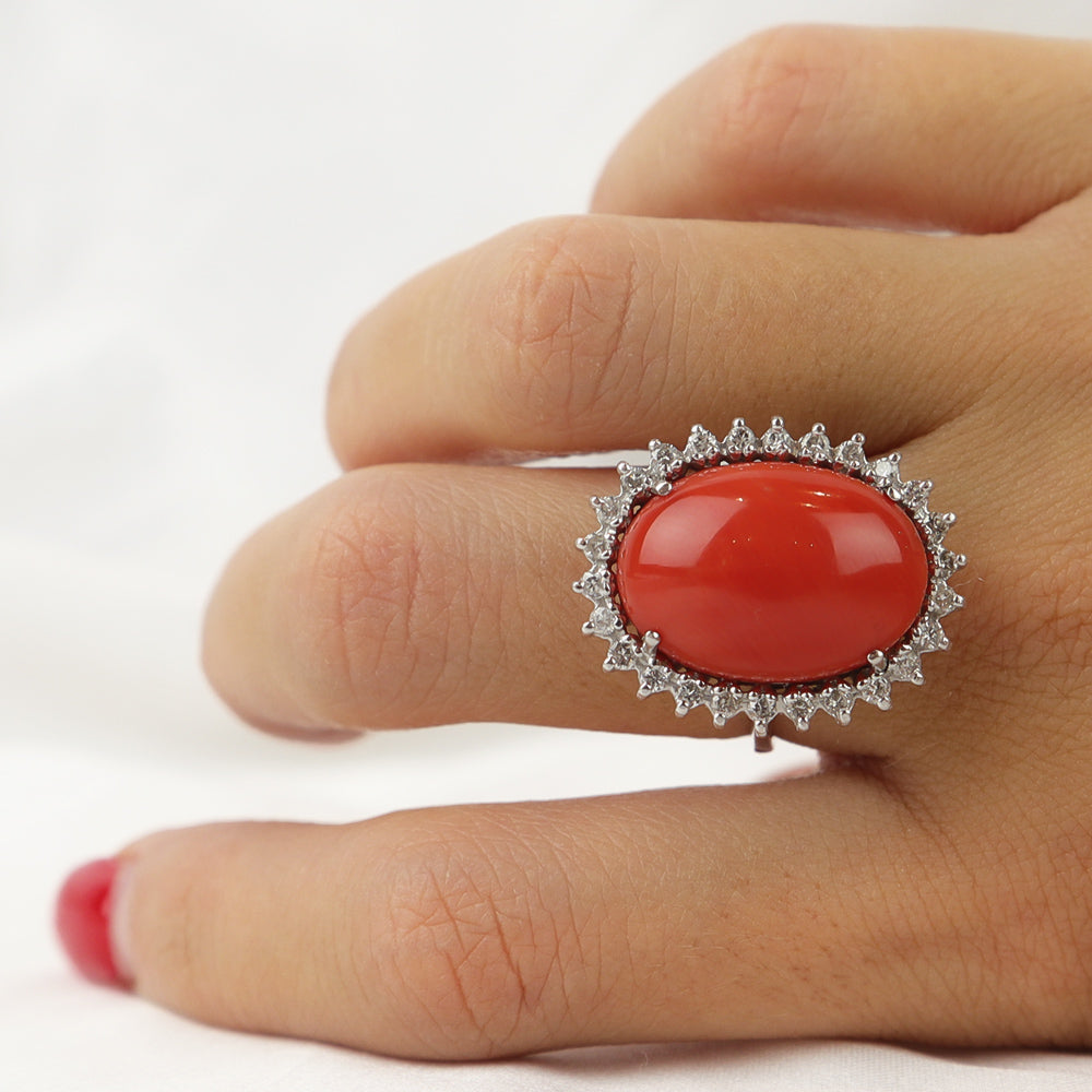 Anello corallo mediterraneo cod. 6923
