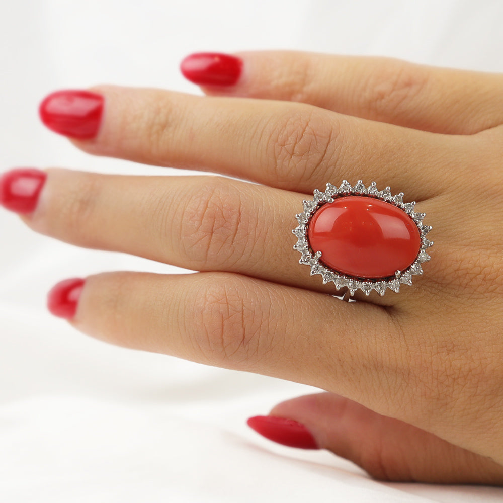 Anello corallo mediterraneo cod. 6923
