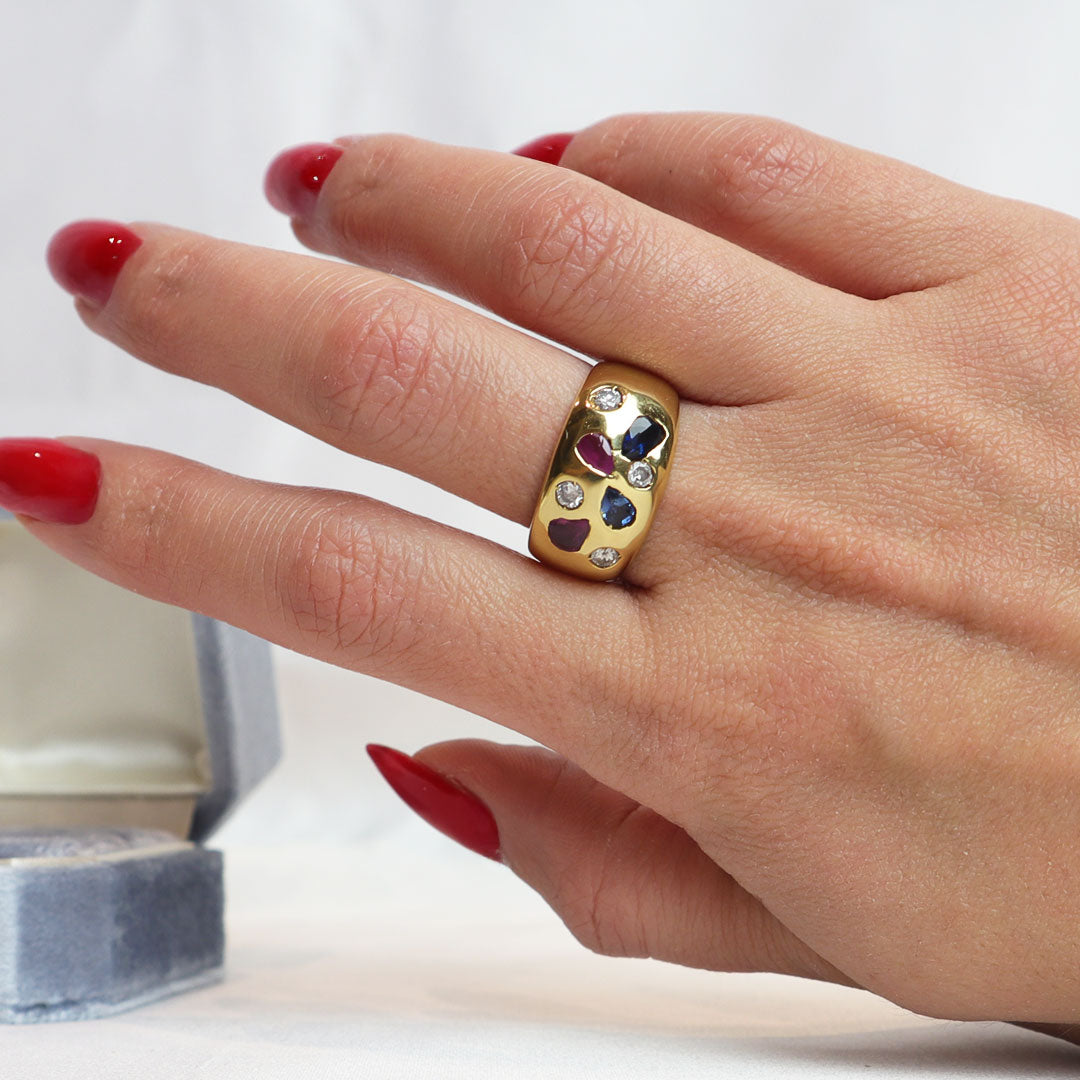 Anello zaffiri, rubini e diamanti cod. 7936