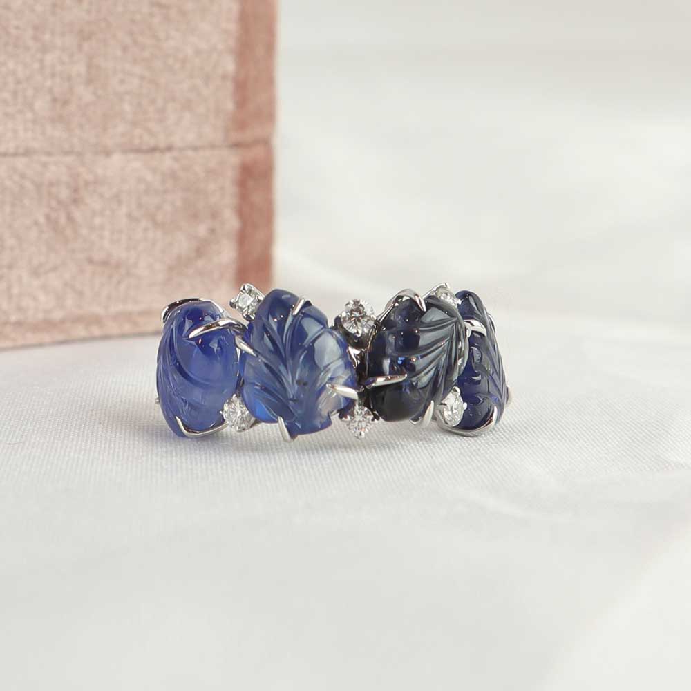 Anello zaffiri foglie cod. 7025