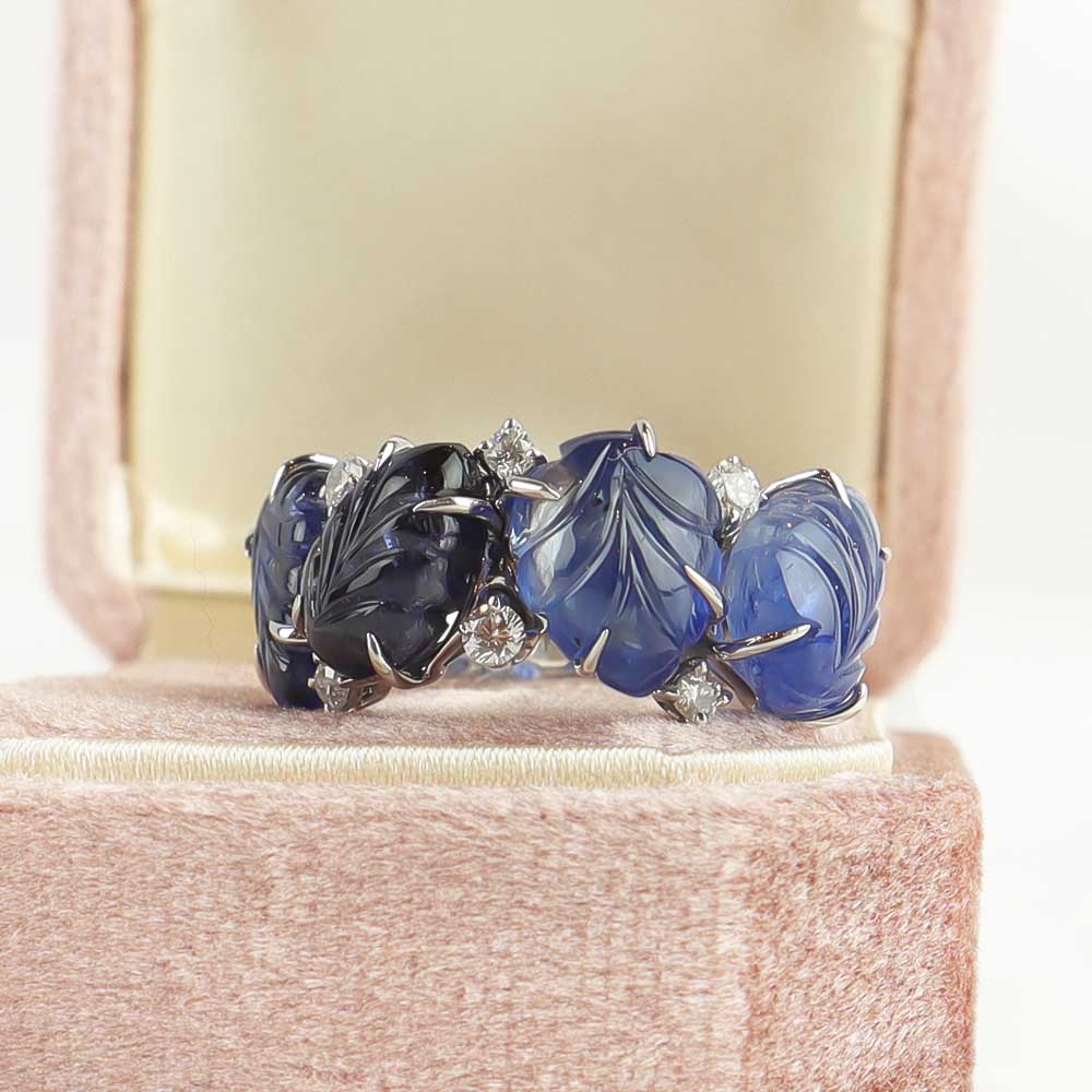 Anello zaffiri foglie cod. 7025