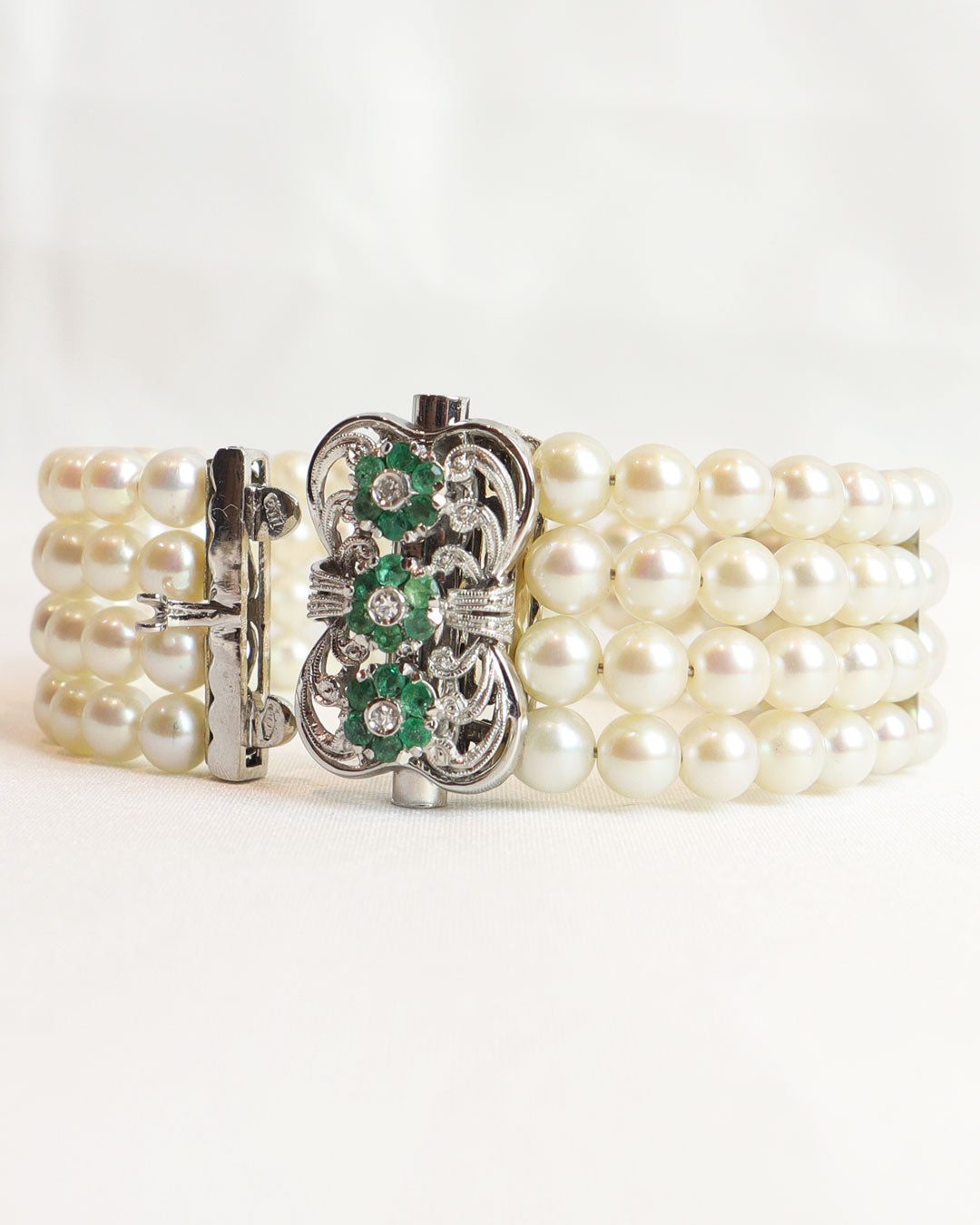 Bracciale smeraldi e perle cod. 7981