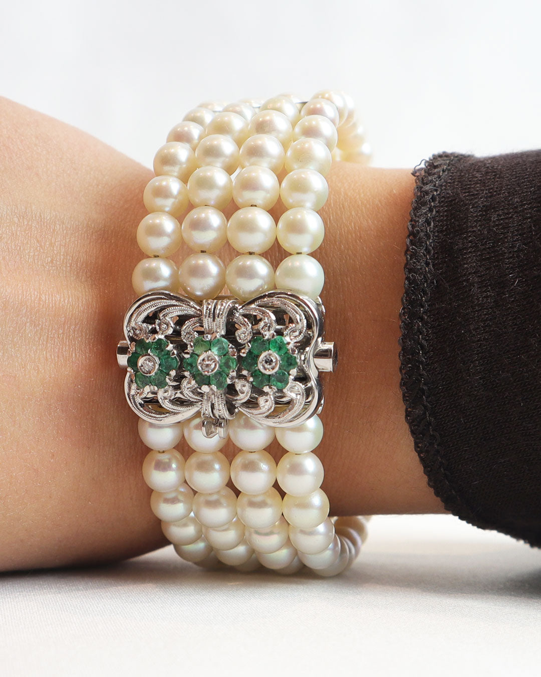 Bracciale smeraldi e perle cod. 7981