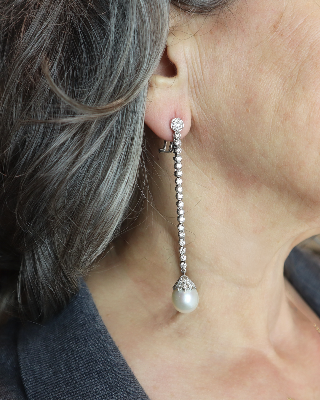 Orecchini Diamanti e Perle South Sea cod. 8018