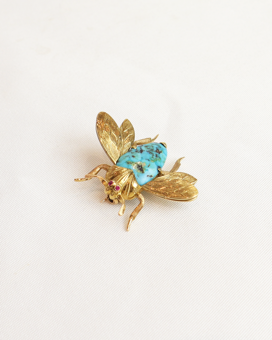 Spilla mosca oro e turchese cod. 8042