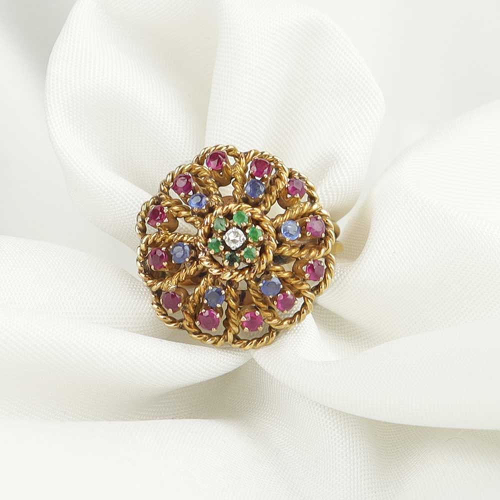 Anello anni 40 con pietre cod. 7356 - Oro Tesori