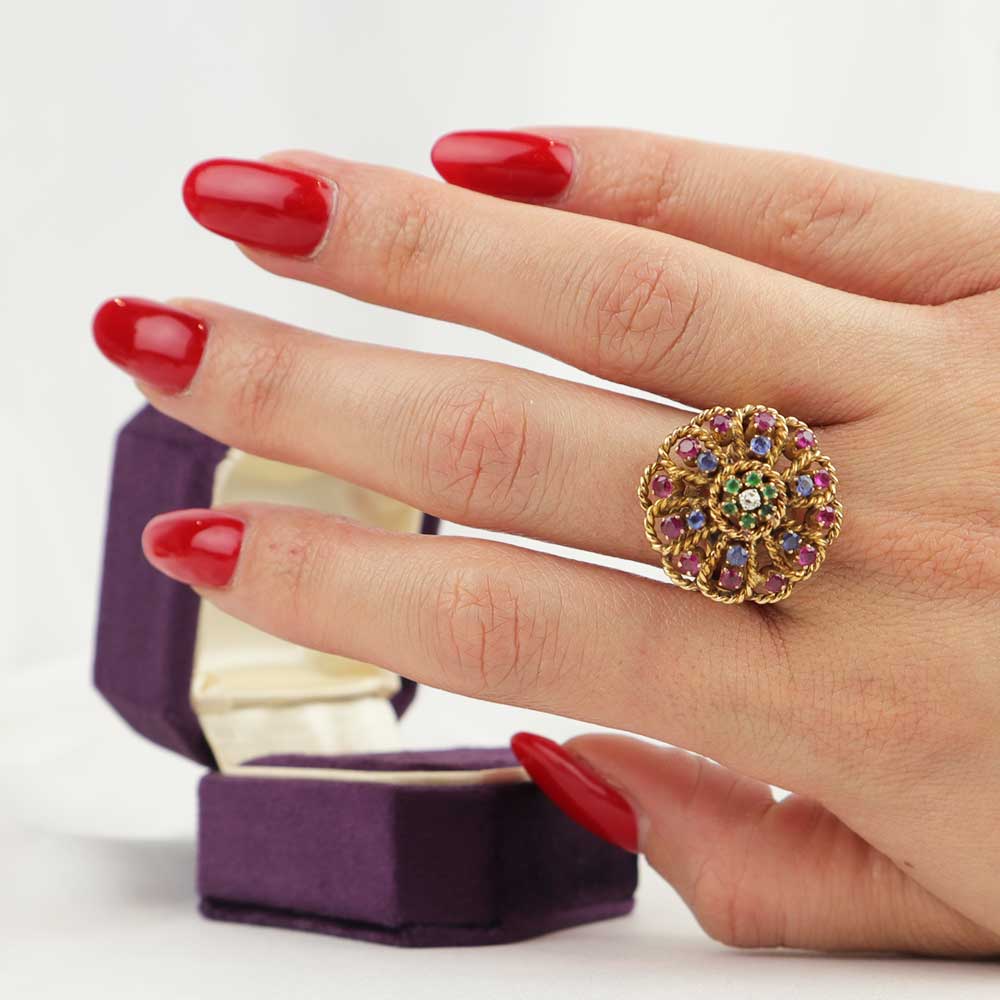 Anello anni 40 con pietre cod. 7356 - Oro Tesori