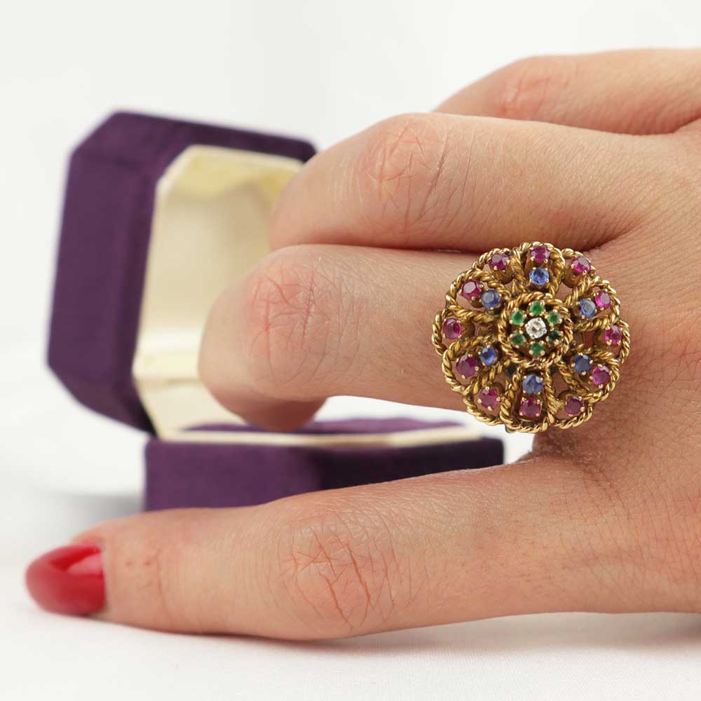 Anello anni 40 con pietre cod. 7356 - Oro Tesori