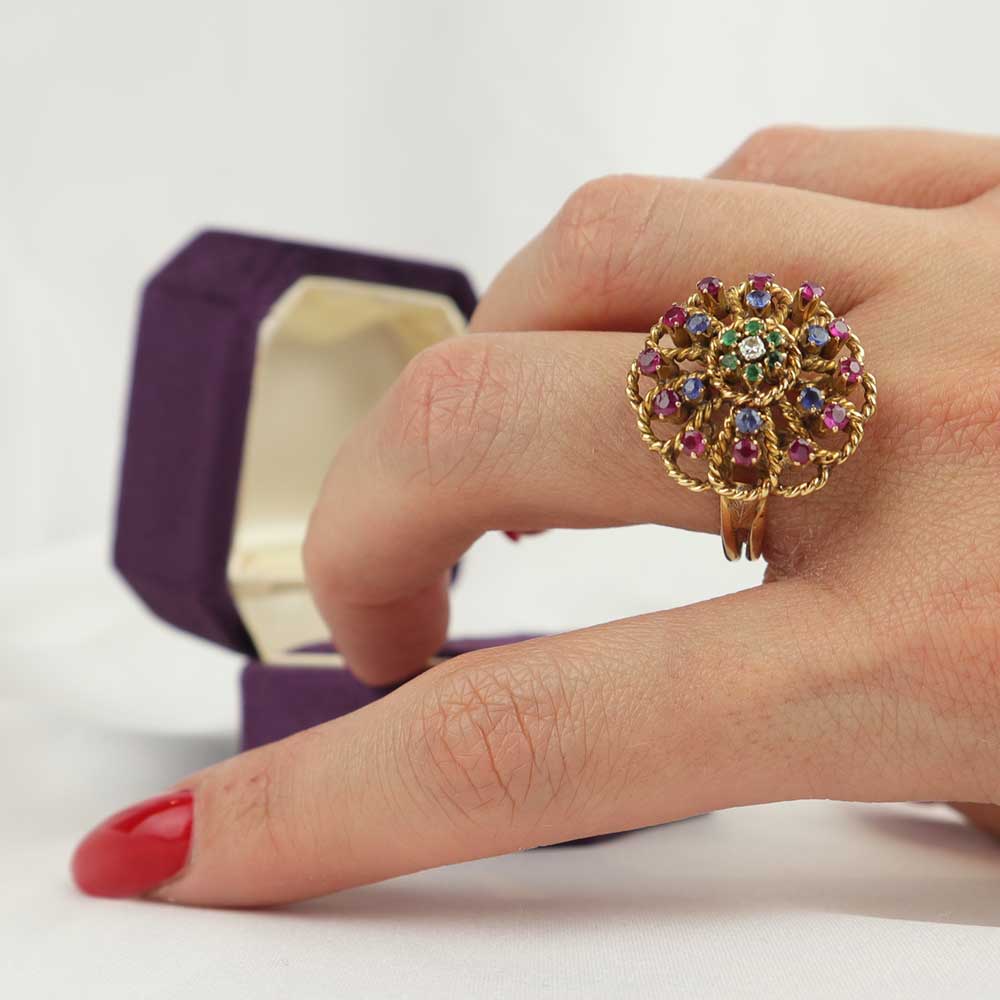 Anello anni 40 con pietre cod. 7356 - Oro Tesori