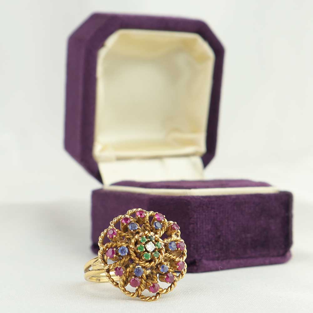 Anello anni 40 con pietre cod. 7356 - Oro Tesori