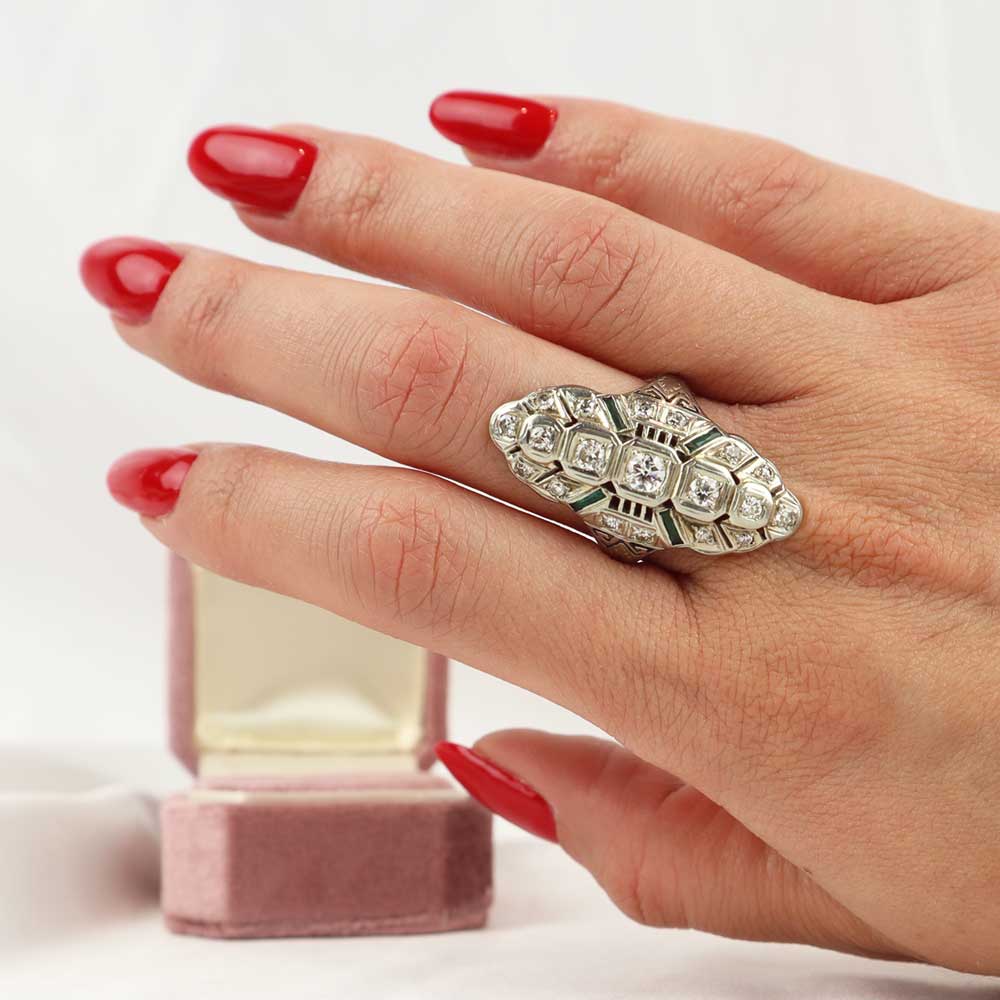 Anello antico in platino cod. 7477 - Oro Tesori