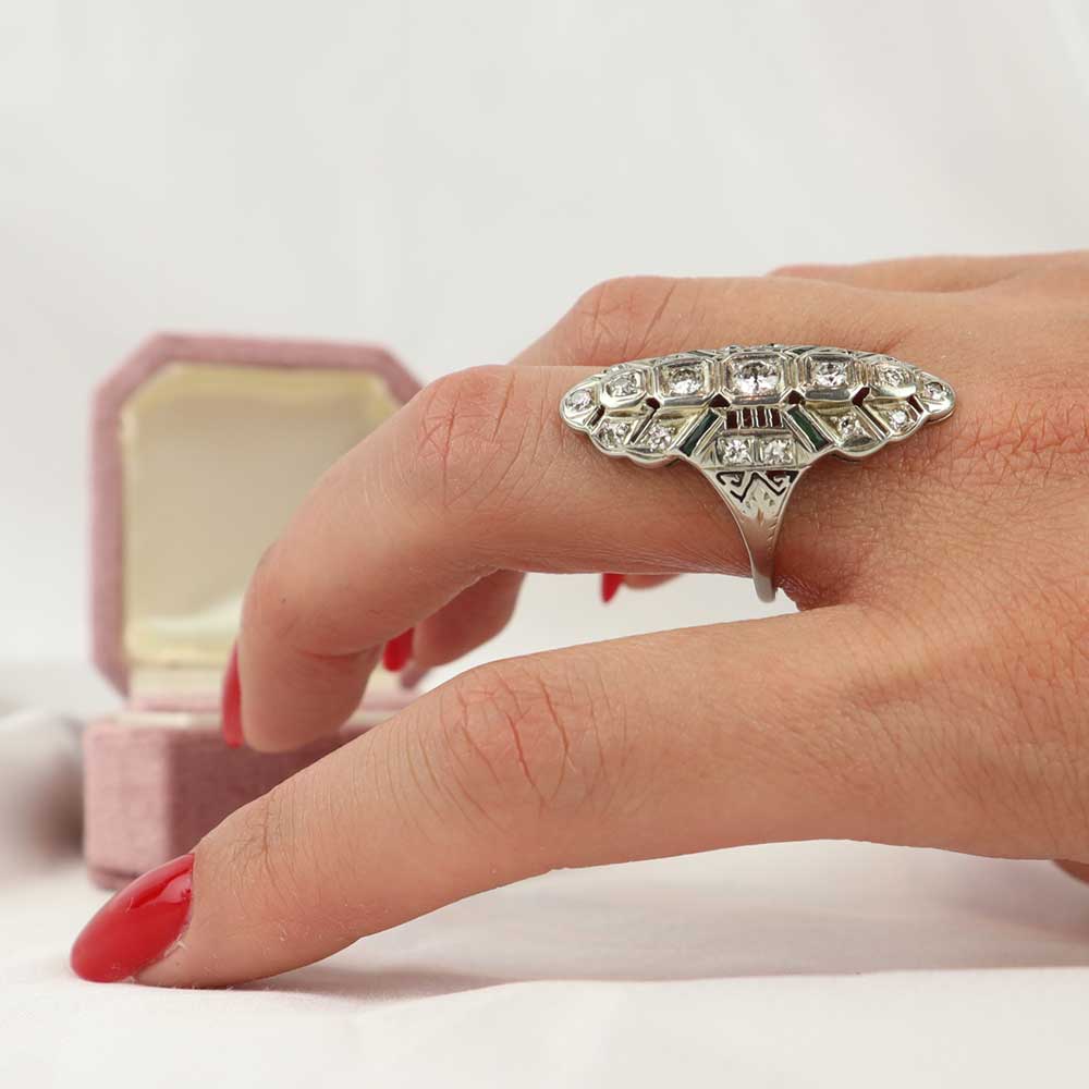 Anello antico in platino cod. 7477 - Oro Tesori