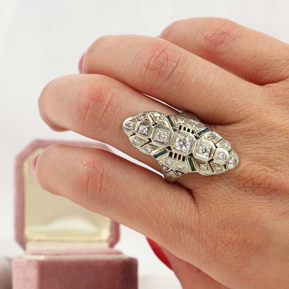 Anello antico in platino cod. 7477 - Oro Tesori