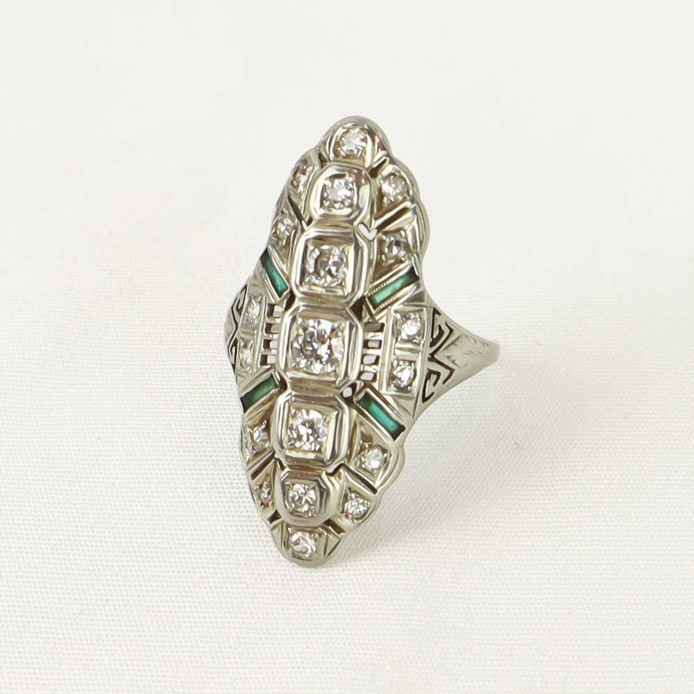 Anello antico in platino cod. 7477 - Oro Tesori