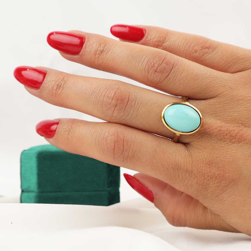 Anello con turchese cod. 7626 - Oro Tesori