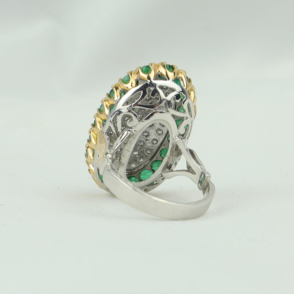 Anello vintage diamanti e smeraldi cod. 6496