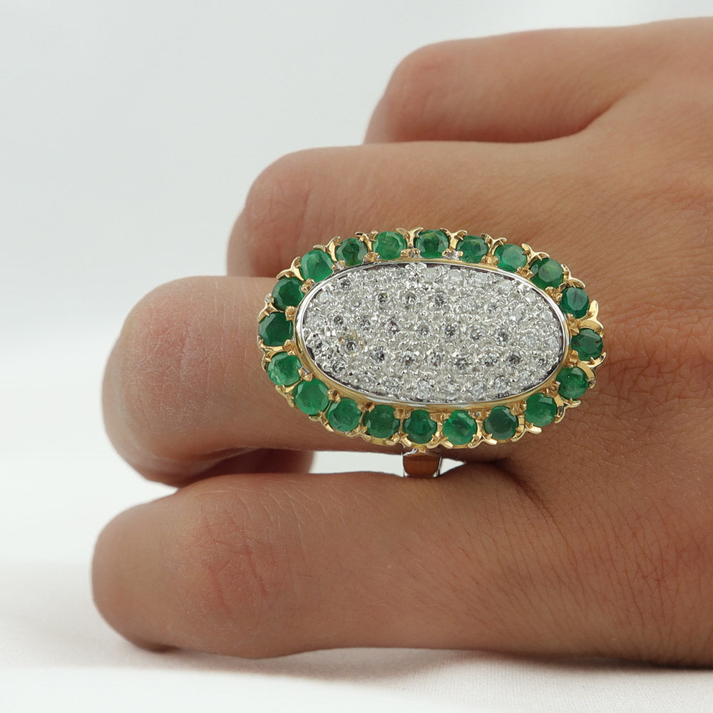 Anello vintage diamanti e smeraldi cod. 6496