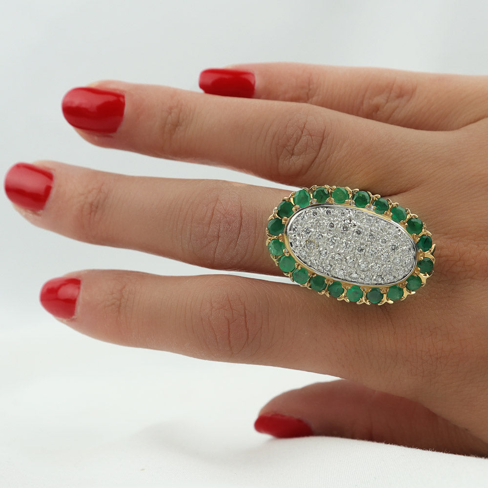 Anello vintage diamanti e smeraldi cod. 6496