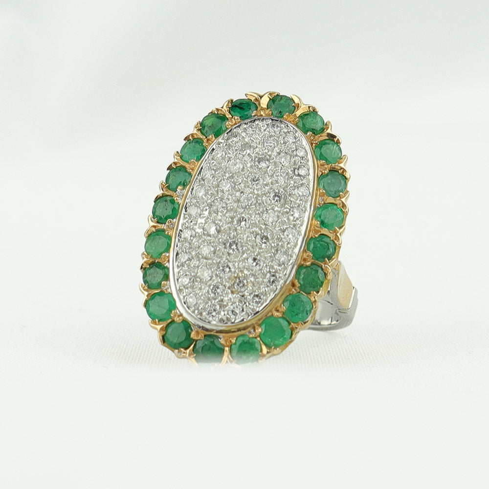 Anello vintage diamanti e smeraldi cod. 6496