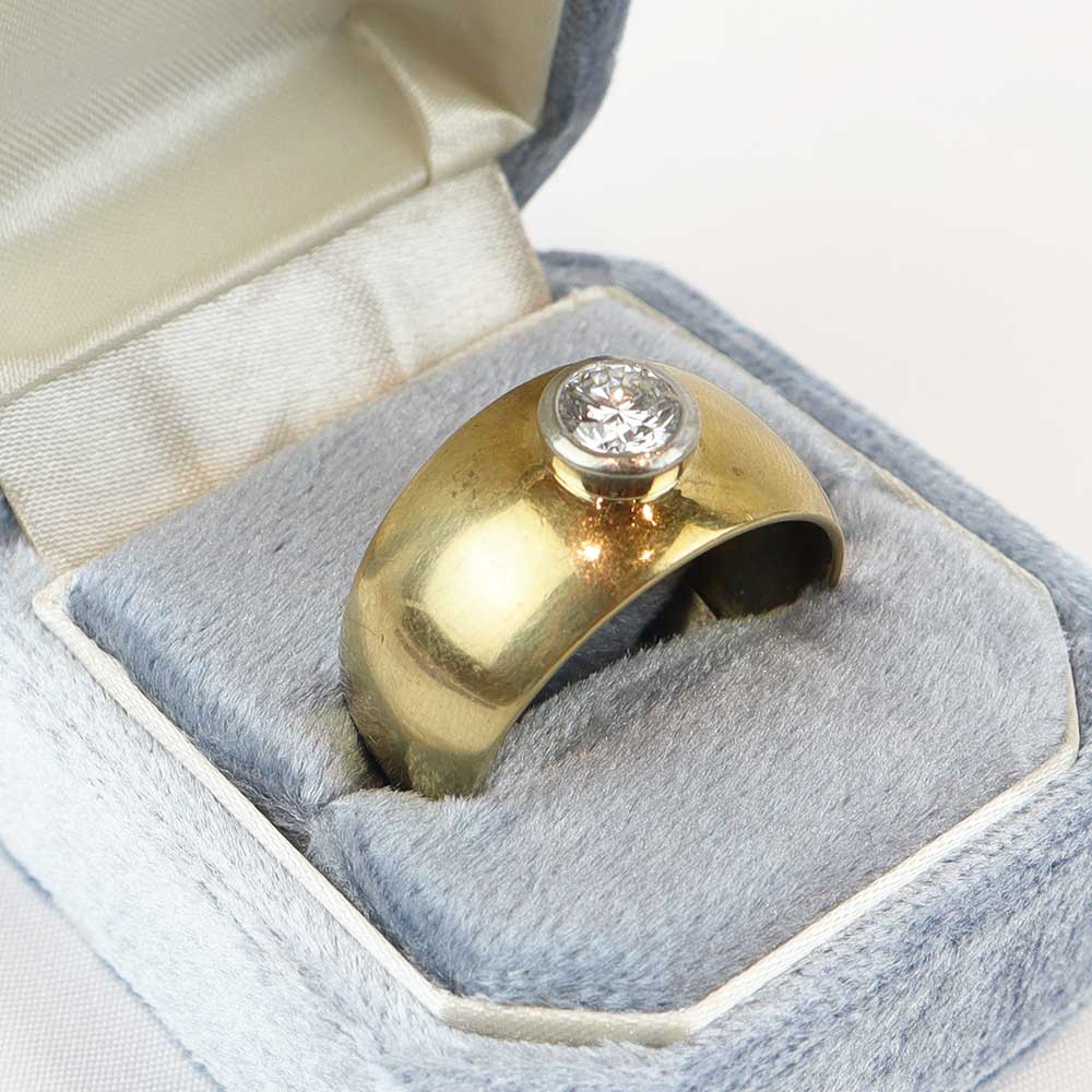Anello fascia oro e solitario cod. 001 - Oro Tesori