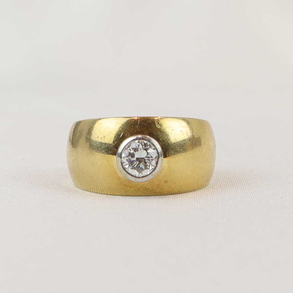 Anello fascia oro e solitario cod. 001 - Oro Tesori