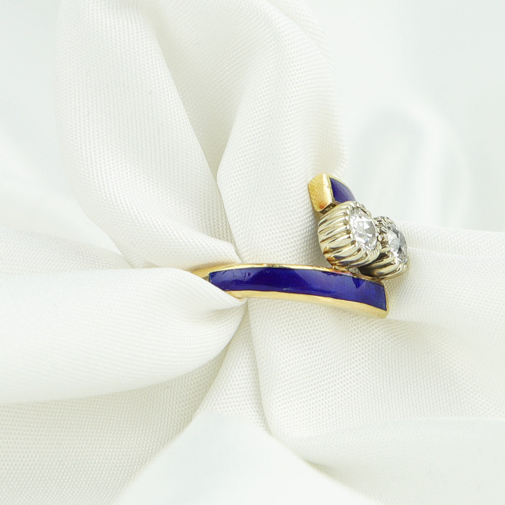 Anello vintage smalto e diamanti cod. 6584