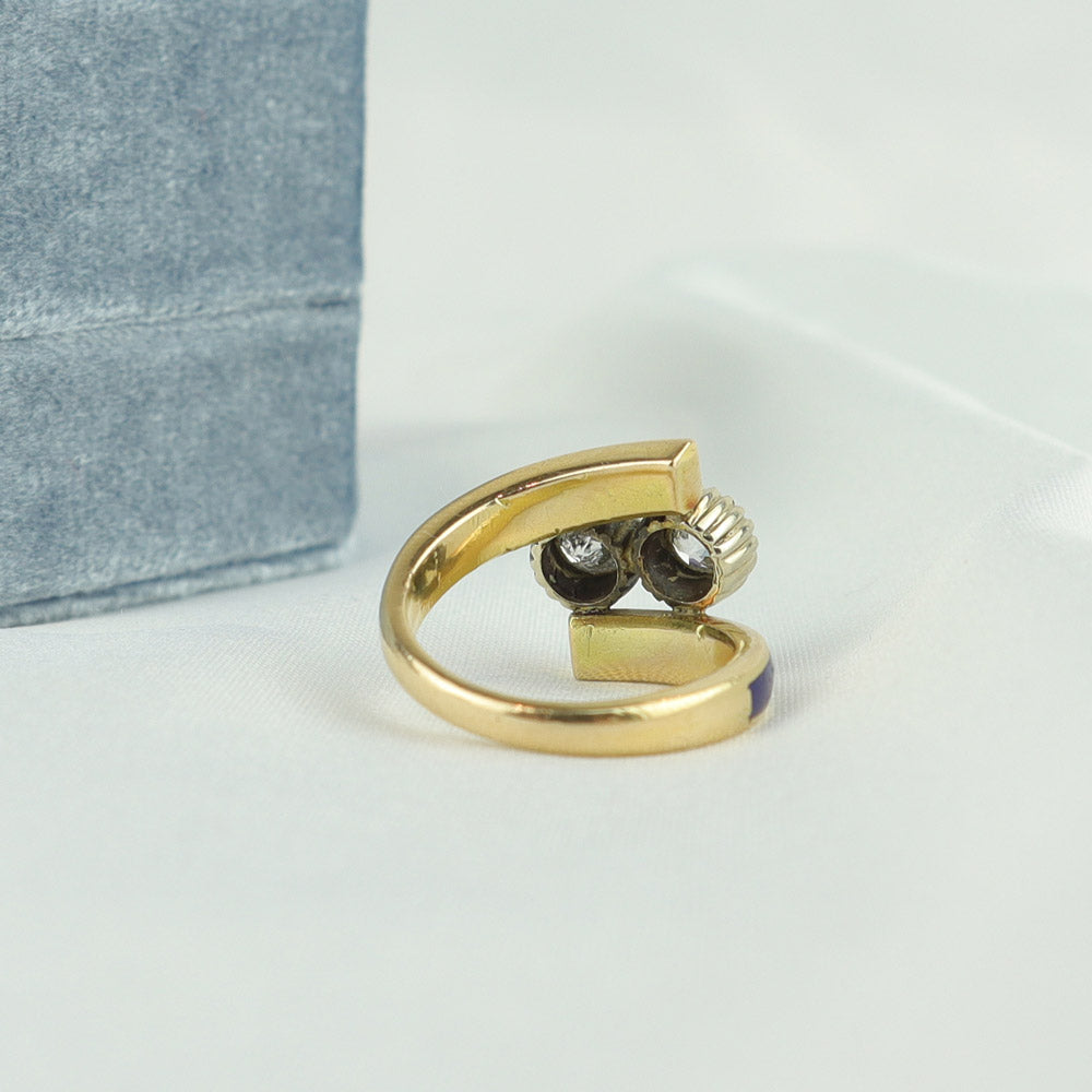 Anello vintage smalto e diamanti cod. 6584