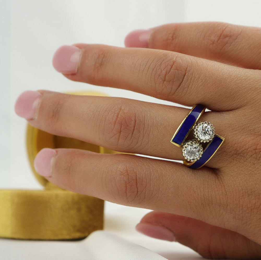 Anello vintage smalto e diamanti cod. 6584