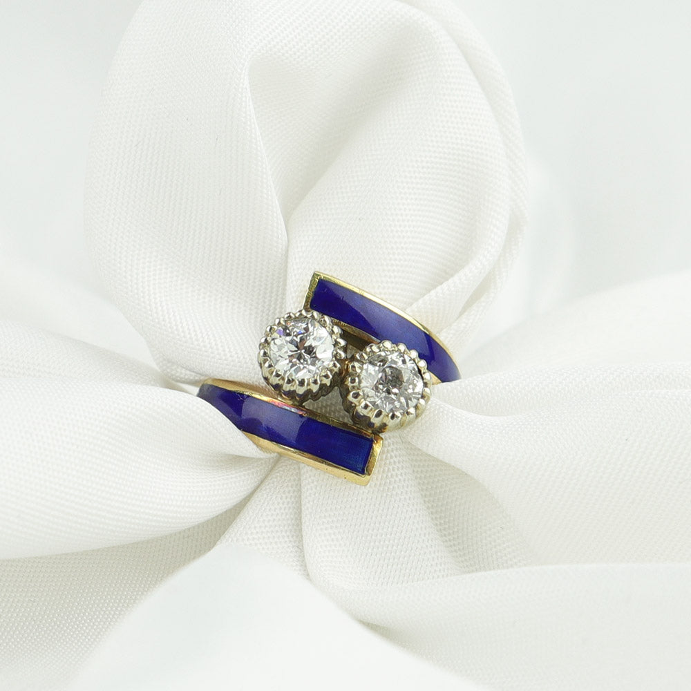 Anello vintage smalto e diamanti cod. 6584