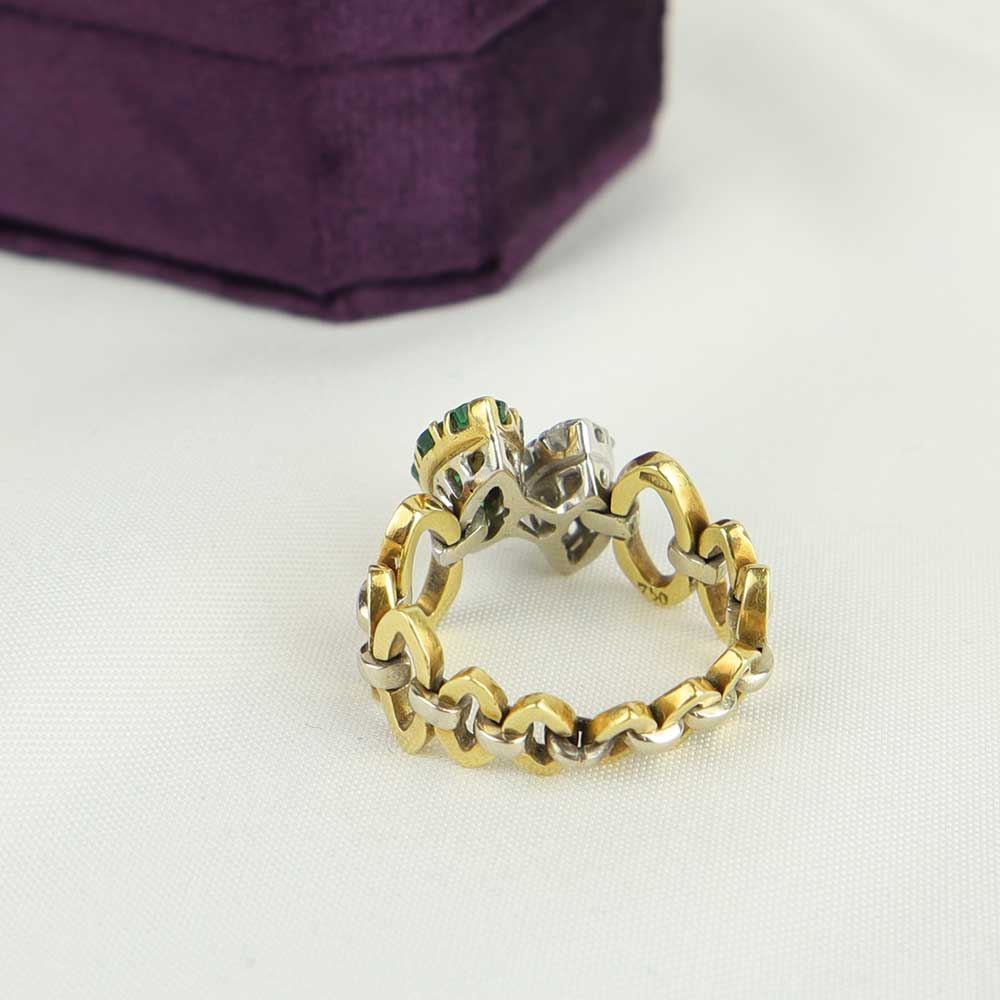Anello smeraldi e diamanti cod. 5675 - Oro Tesori