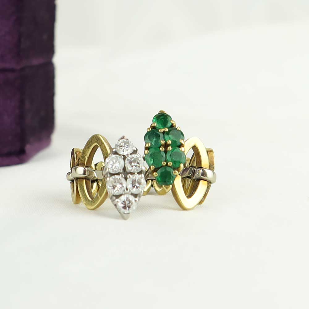 Anello smeraldi e diamanti cod. 5675 - Oro Tesori