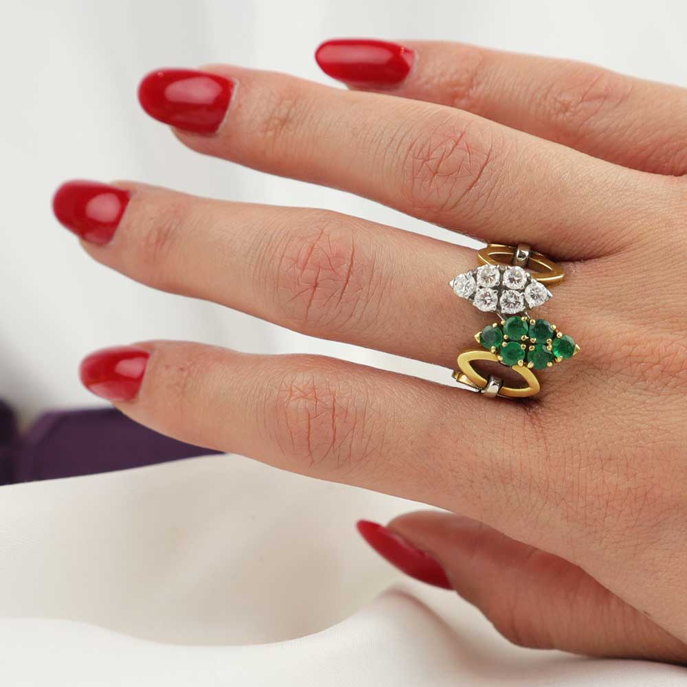 Anello smeraldi e diamanti cod. 5675 - Oro Tesori