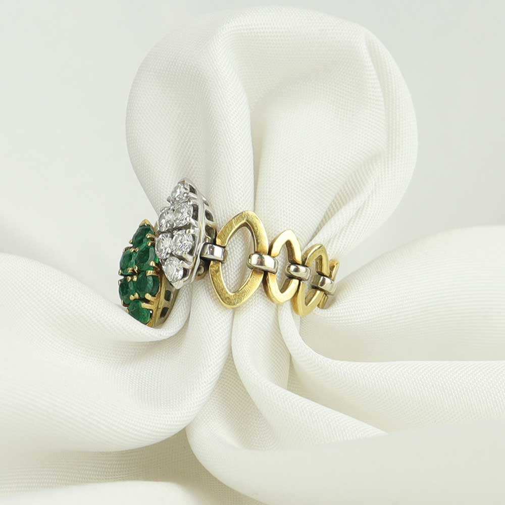 Anello smeraldi e diamanti cod. 5675 - Oro Tesori
