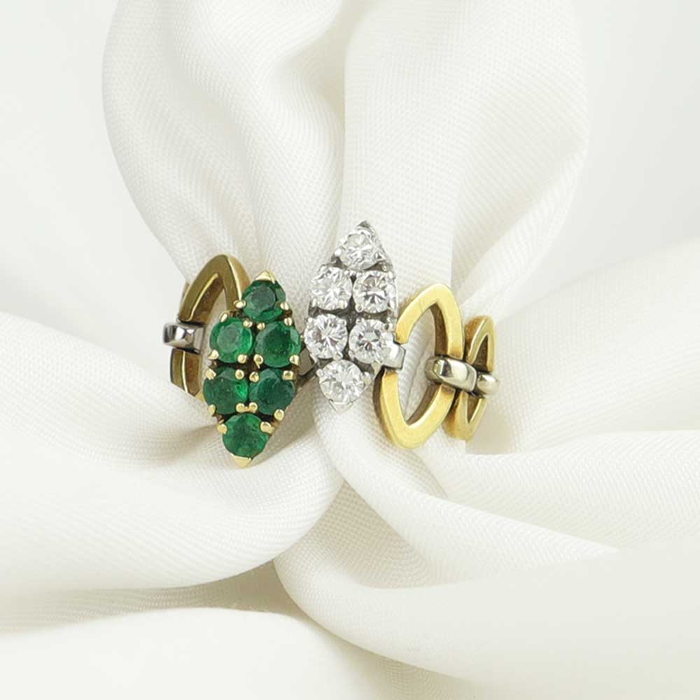 Anello smeraldi e diamanti cod. 5675 - Oro Tesori