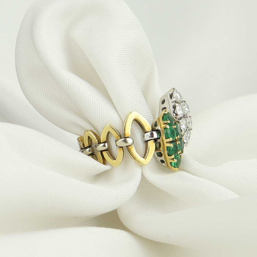 Anello smeraldi e diamanti cod. 5675 - Oro Tesori