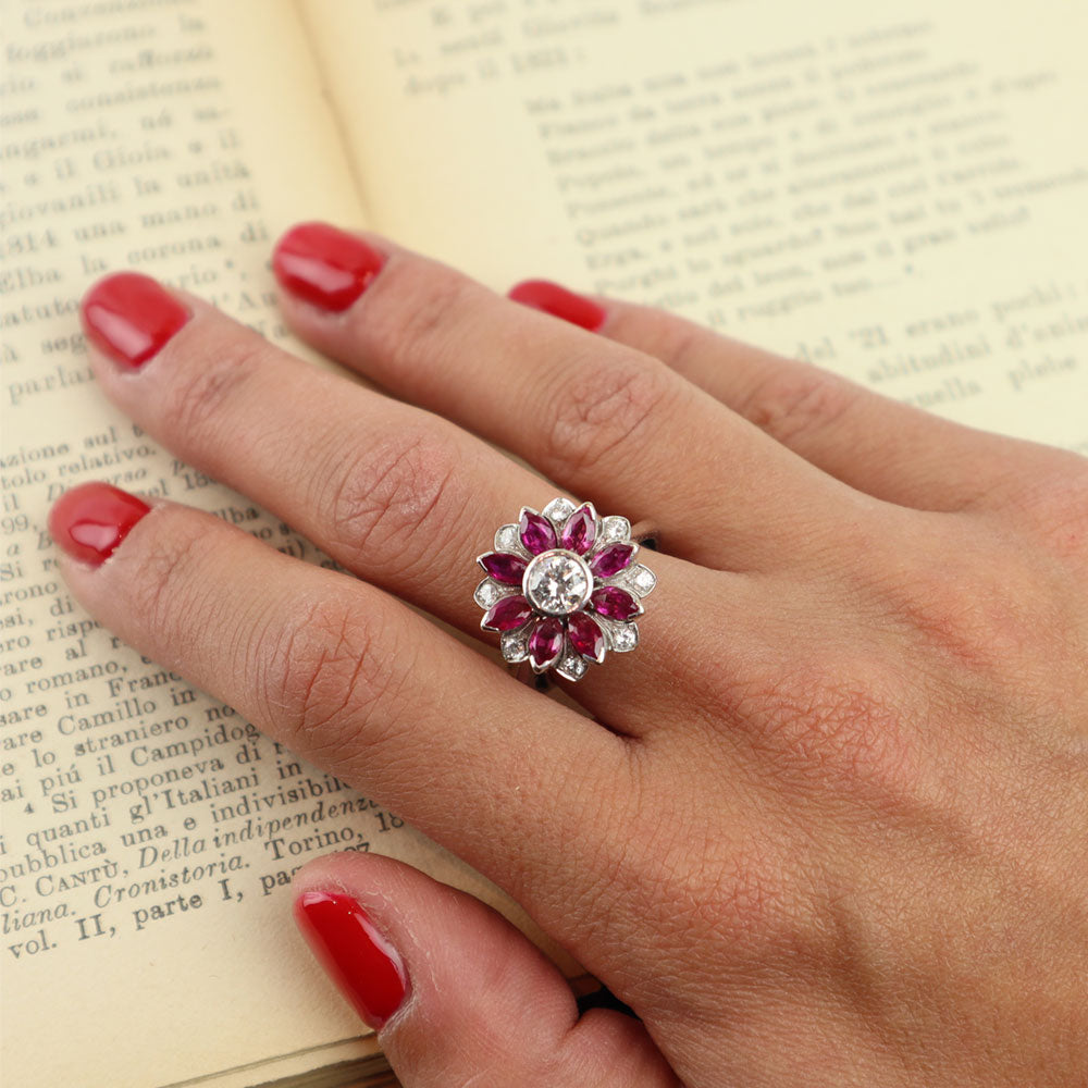Anello Diamanti e Rubini cod.3527