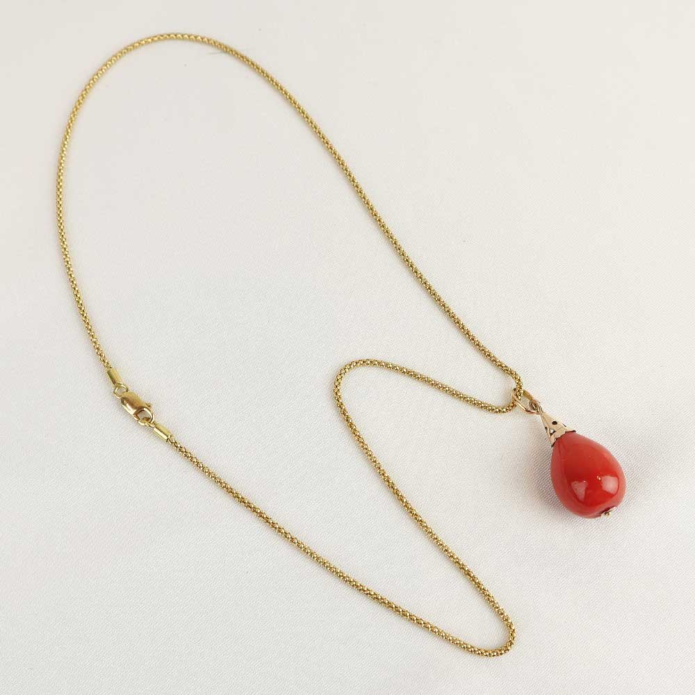 Collana vintage ciondolo in corallo - Oro Tesori
