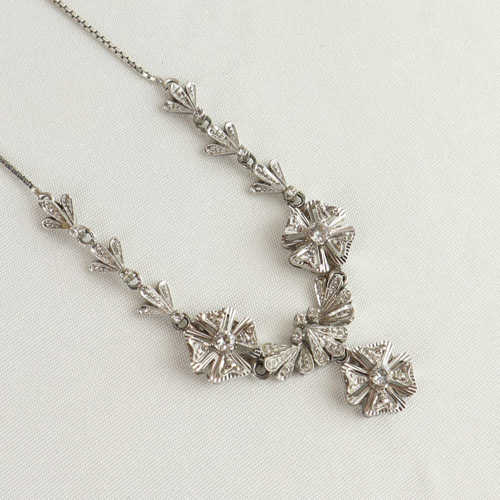 Collier oro bianco con zaffiri bianchi cod. 002 - Oro Tesori