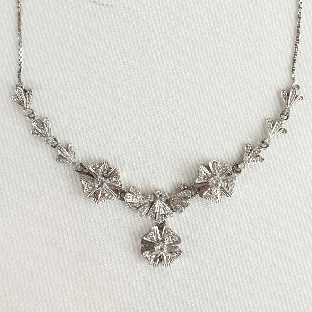 Collier oro bianco con zaffiri bianchi cod. 002 - Oro Tesori