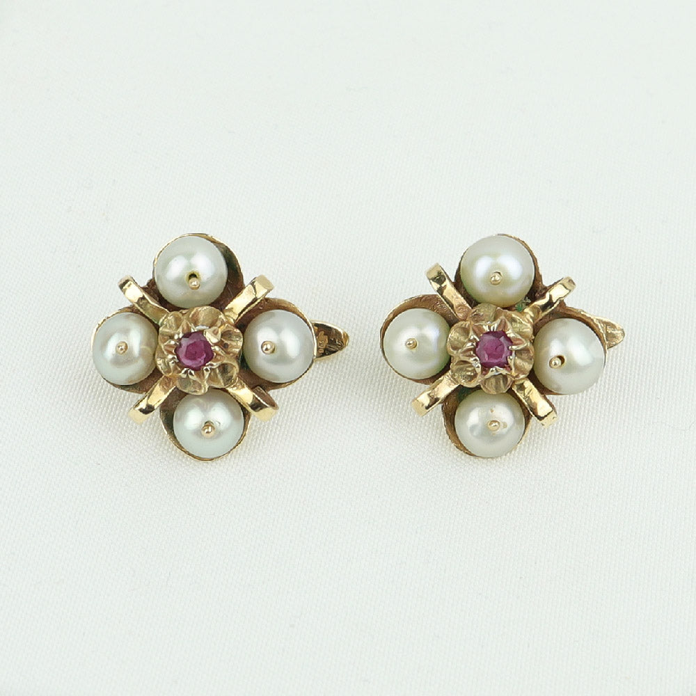 Orecchini perle e rubini cod. 6521