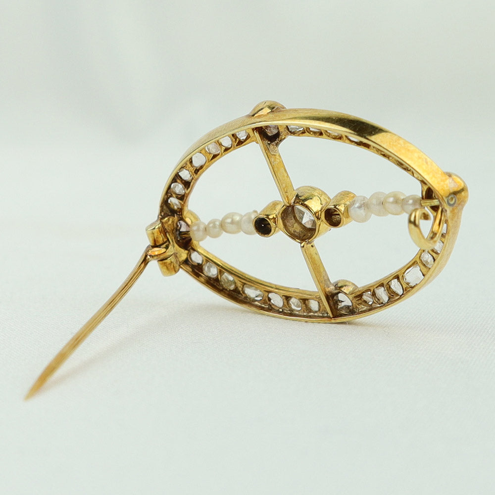 Spilla diamanti e perle cod. 6561