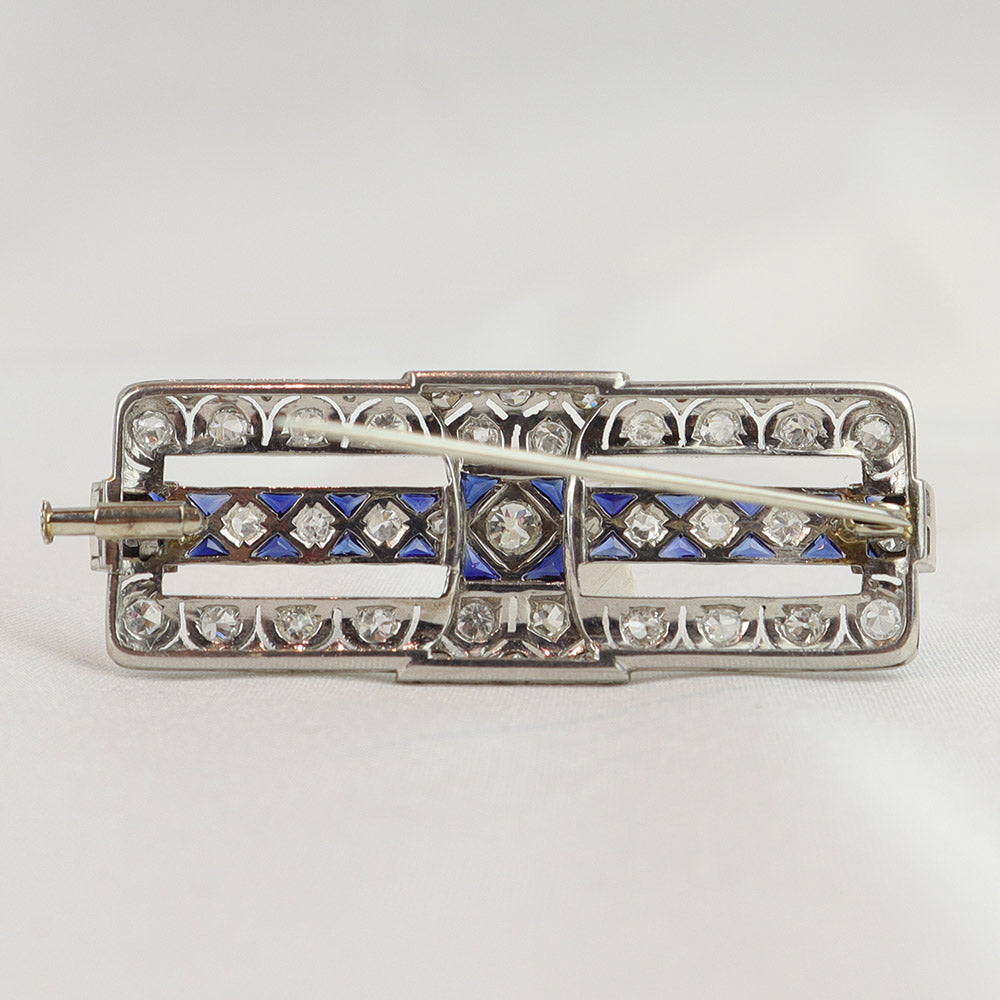 Spilla platino e zaffiri cod. 5439