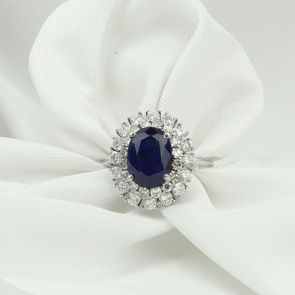 Anello oro bianco Zaffiro - Oro Tesori