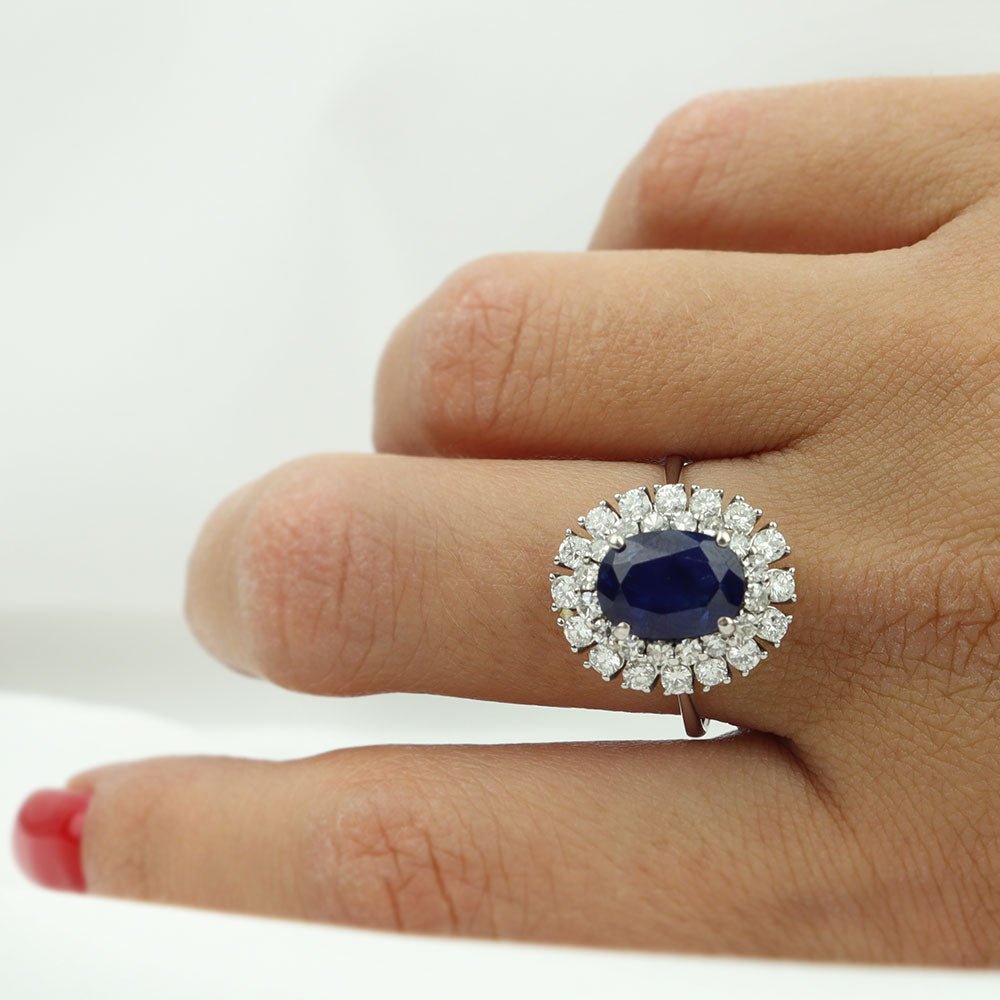 Anello oro bianco Zaffiro - Oro Tesori